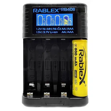 Зарядне RABLEX RB-408 для 4 елементів 10440-26650, Ni-Mh, Li-Ion, Ni-Cd від Type C), зображення 4 Зарядне RABLEX RB-408 для 4 елементів 10440-26650, Ni-Mh, Li-Ion, Ni-Cd від Type C), зображення 4