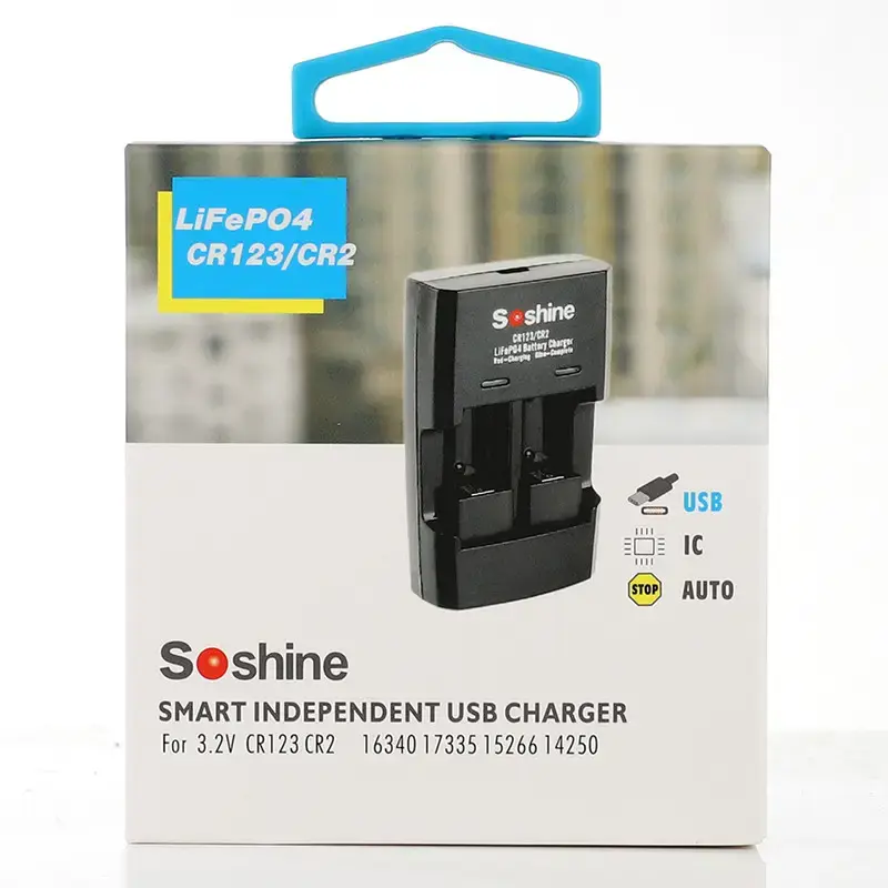 Зарядне Soshine S5-FE для 2 елементів CR2,123 Li-Fe від Type-C), зображення 6