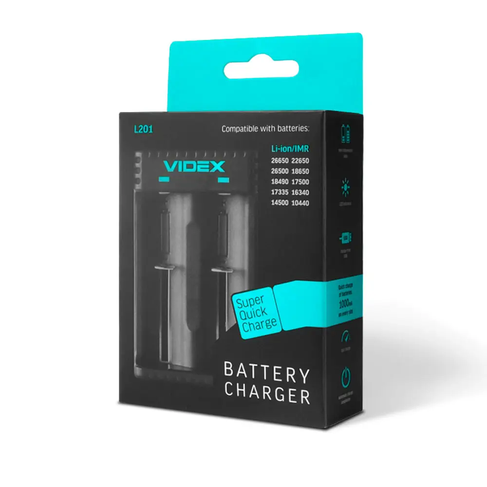 Зарядне VIDEX VCH-L201 для 1-2 акумуляторів Li-ion USB), зображення 4 Зарядне VIDEX VCH-L201 для 1-2 акумуляторів Li-ion USB), зображення 4