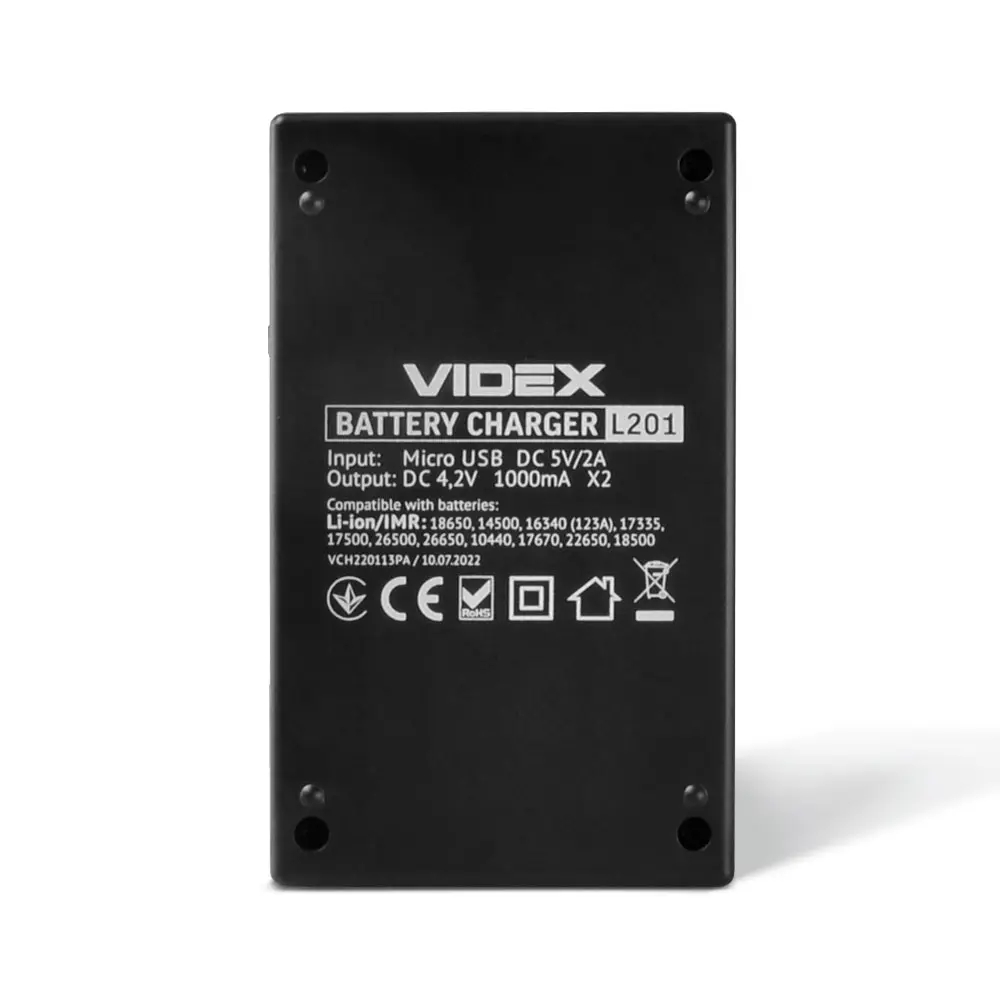 Зарядне VIDEX VCH-L201 для 1-2 акумуляторів Li-ion USB), зображення 7 Зарядне VIDEX VCH-L201 для 1-2 акумуляторів Li-ion USB), зображення 7