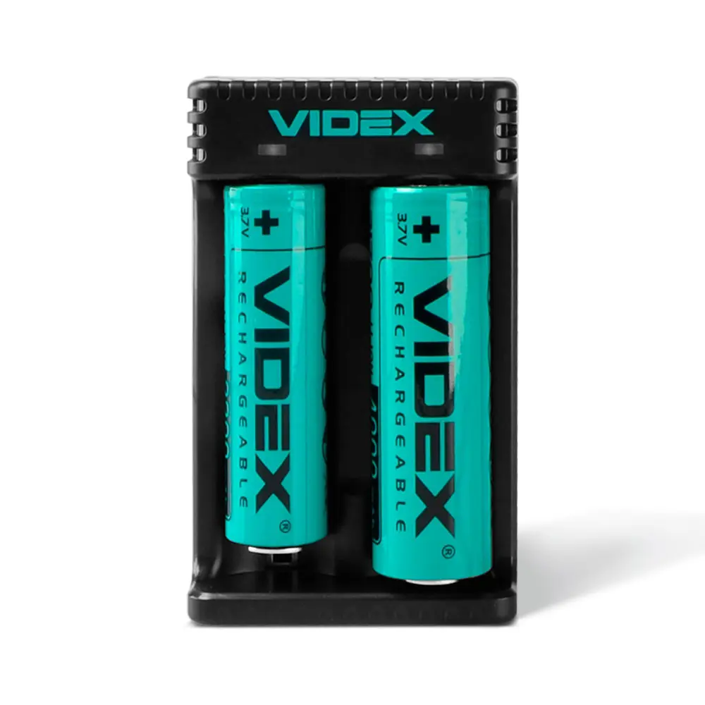 Зарядне VIDEX VCH-L201 для 1-2 акумуляторів Li-ion USB (2 незалежні канали, світлодіодна індикація, блок живлення 5 В/2 А в комплект не входить) від батарейки.com.ua