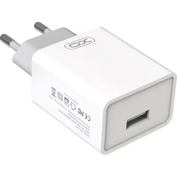 Зарядне XO L93 1USB 2,4A кабель Type-C white від батарейки.com.ua