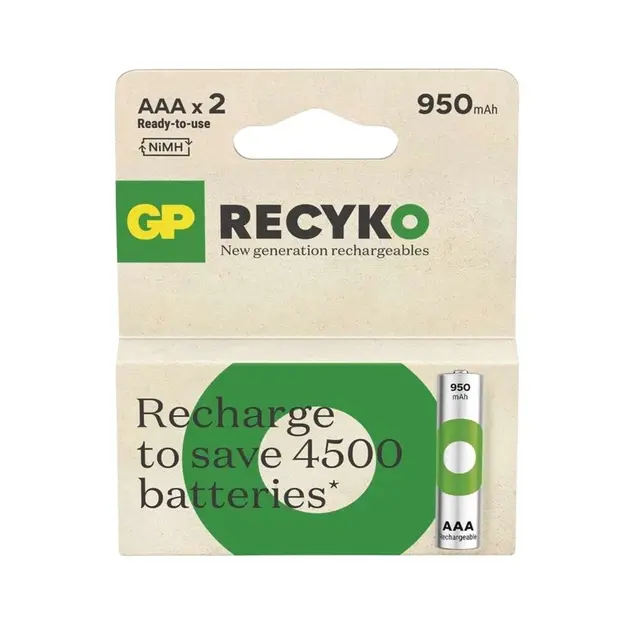 Акумулятор GP ReCyko Ni-MH AAA HR03 950mAh 2BL), зображення 2