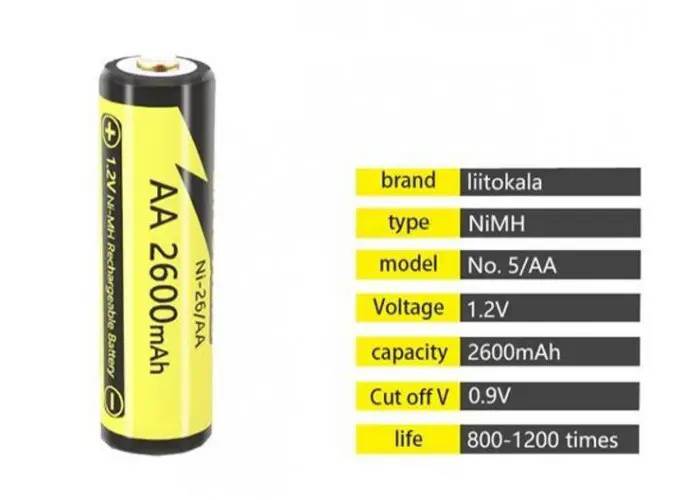 Акумулятор LiitoKala Ni-Mh HR6 AA 1.2V 2600mAh, Ni-26), зображення 7