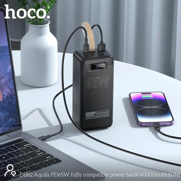 power bank Hoco DB82 Aquila  40000mAh 1USB 1type-C PD65W QC3.0 Black), зображення 7