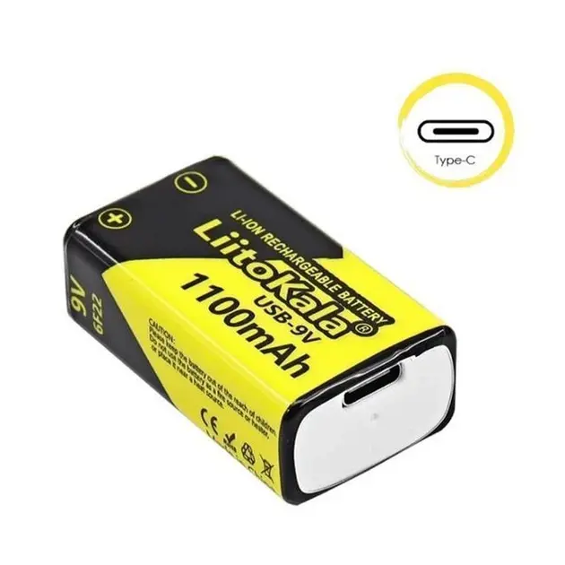 Акумулятор крона LiitoKala Li-Ion 1200mAh 9V TypeC ), зображення 5