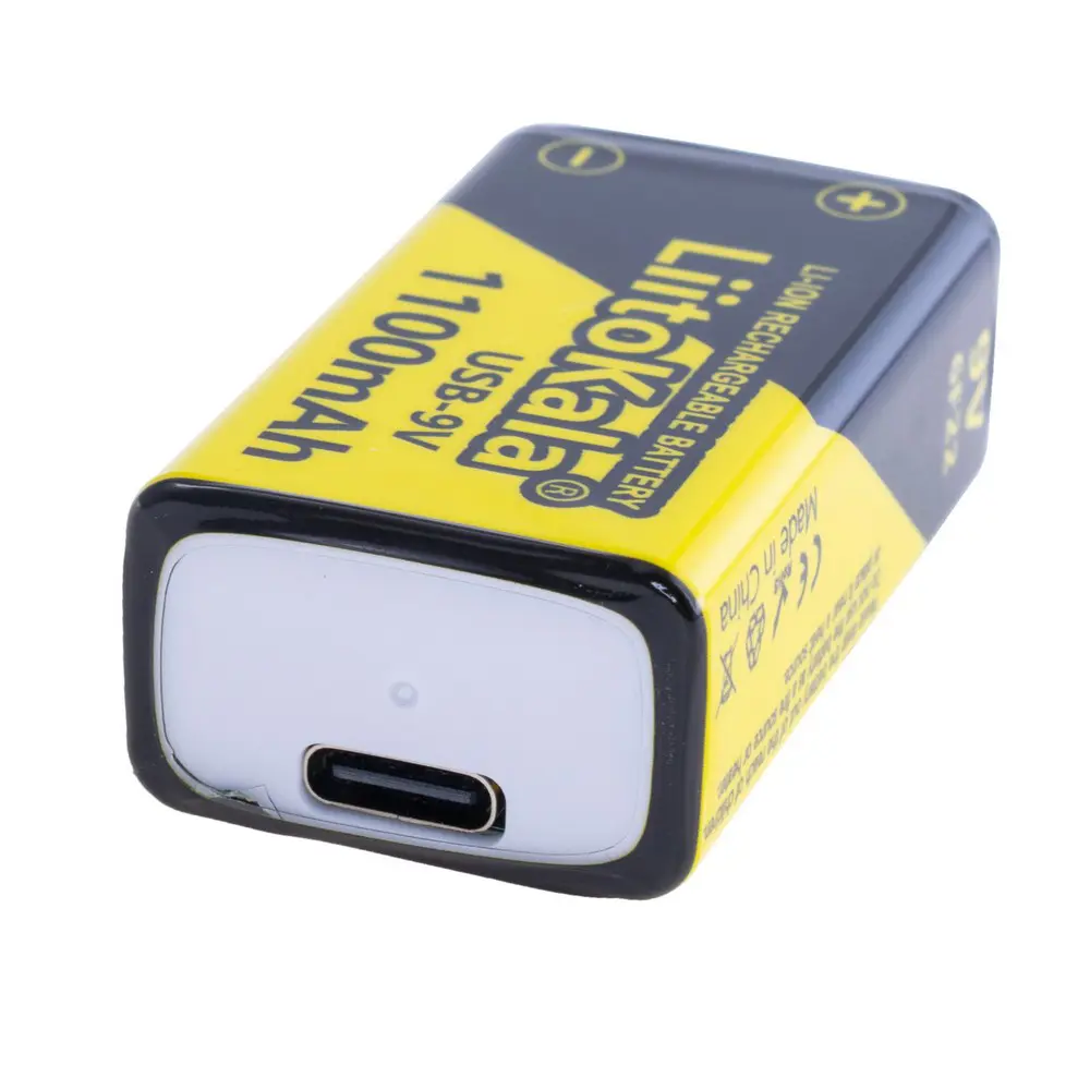 Акумулятор крона LiitoKala Li-Ion 9V 1100mAh, зарядка від USB Type-C), зображення 2