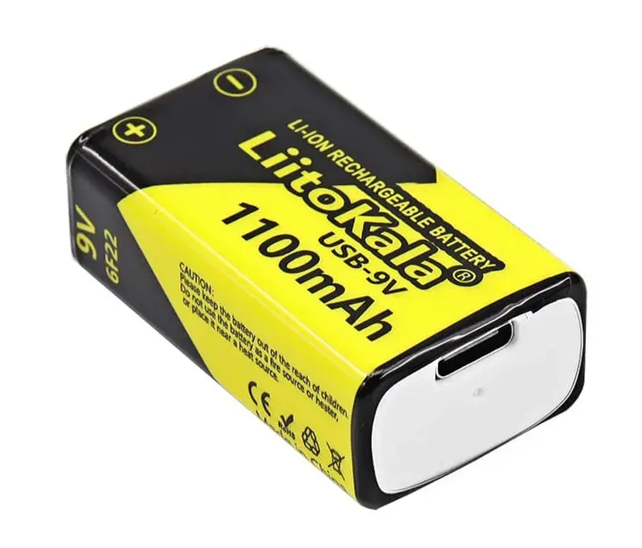 Акумулятор крона LiitoKala Li-Ion 9V 1100mAh, зарядка від USB Type-C), зображення 9