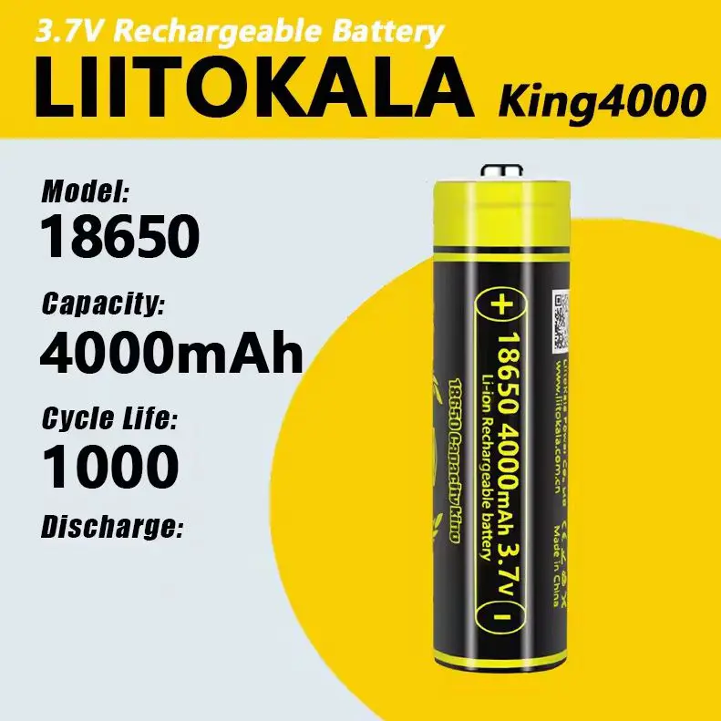 Акумулятор LiitoKala 18650 3,7V 4000mAh KING4000-PCB, з захистом), зображення 5