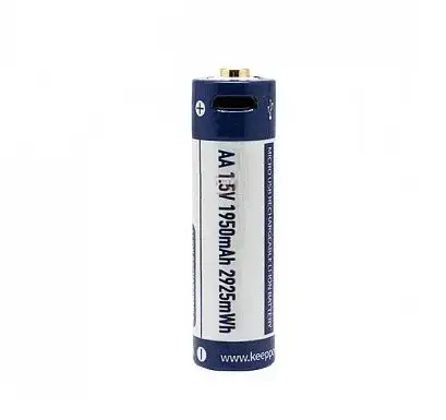 Акумулятор Літієвий Keeppower P14500U1 1.5V 1950mAh зарядка від USB та напруга 1,5В як у батарейки від батарейки.com.ua
