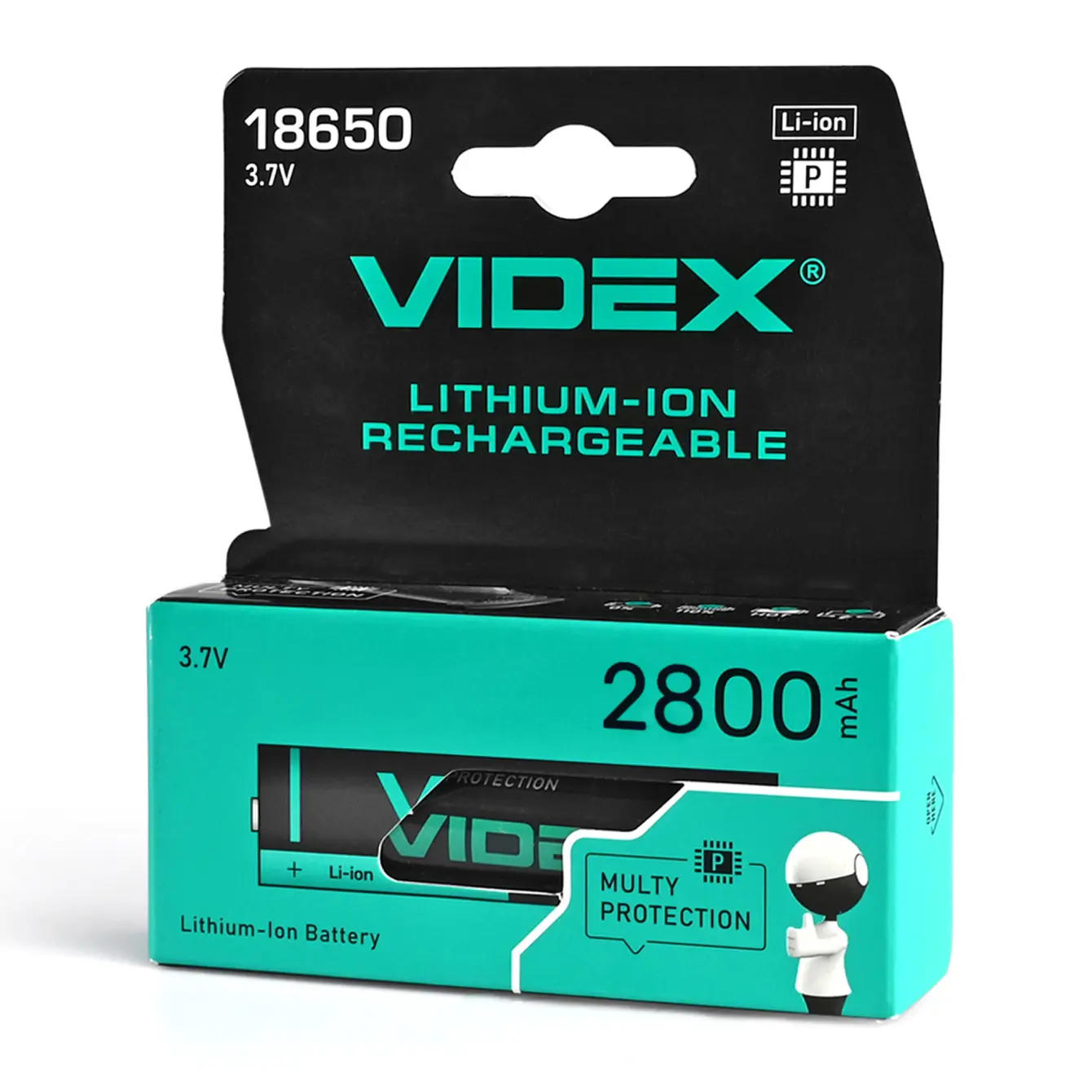 Акумулятор Літієвий Li-ion Videx 18650P 2800mAh 3,7V з платою захисту (вкажи розміри) від батарейки.com.ua
