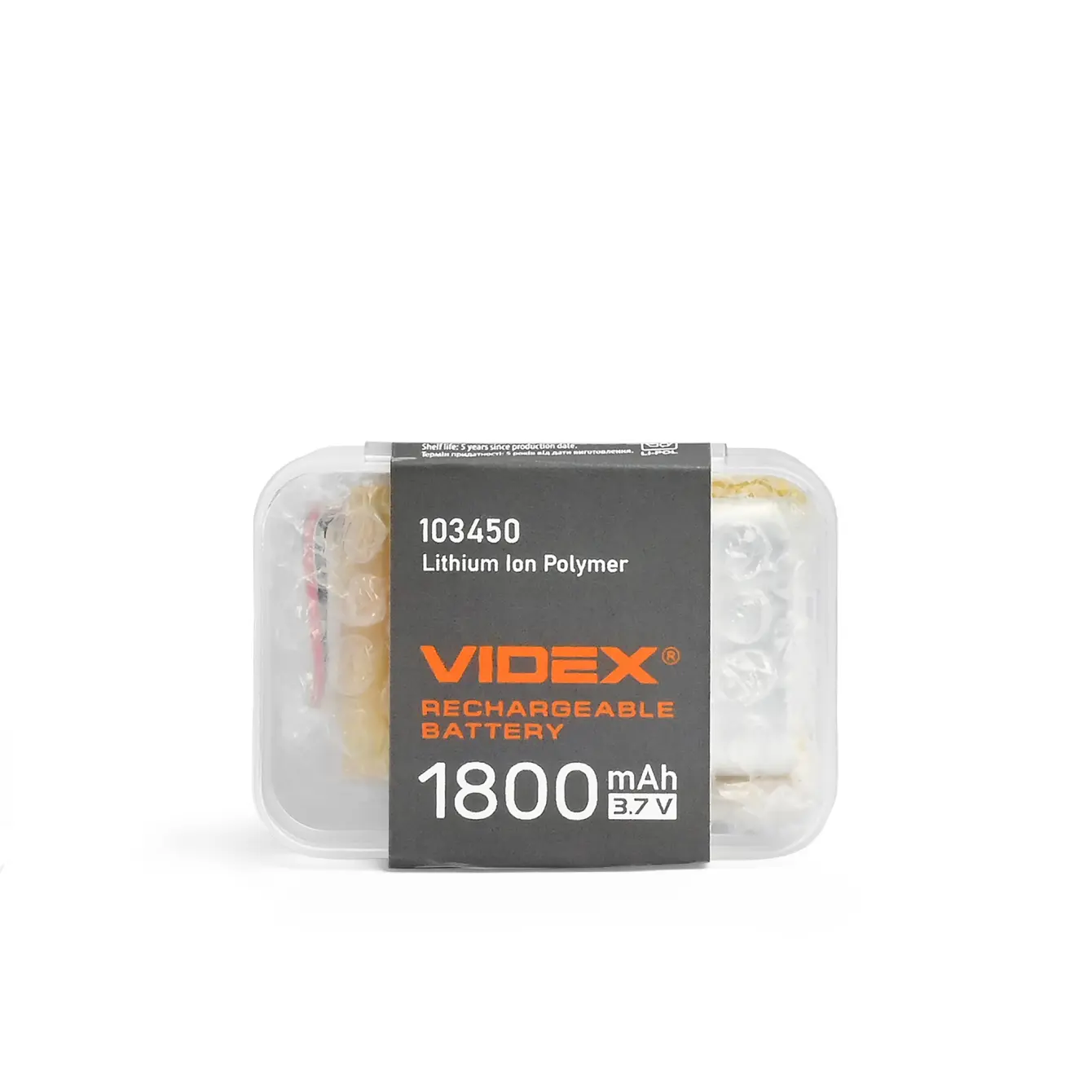 Акумулятор літієвий Videx Li-pol VLF-B103450-18 1800mAh до ліхтарів VLF-H025С, VLF-H035С, VLF-H045Z, VLF-H147, VLF-H189 (50*34*10mm)), зображення 4