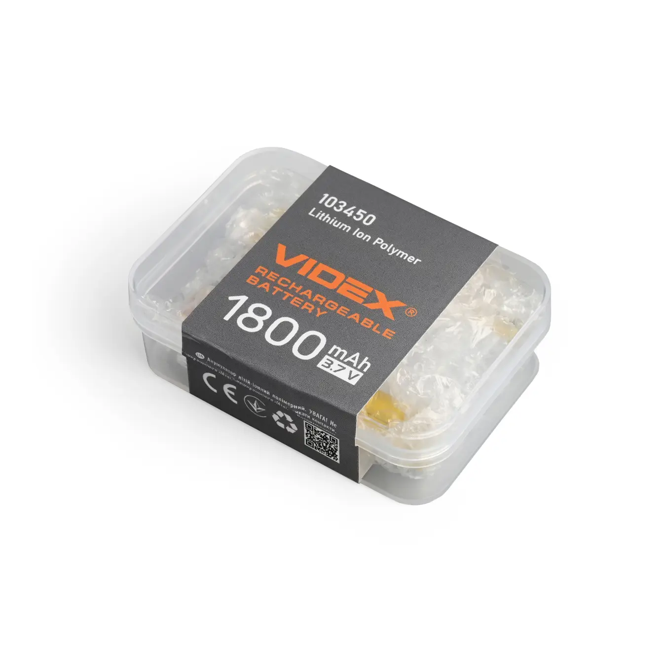 Акумулятор літієвий Videx Li-pol VLF-B103450-18 1800mAh до ліхтарів VLF-H025С, VLF-H035С, VLF-H045Z, VLF-H147, VLF-H189 (50*34*10mm)), зображення 9