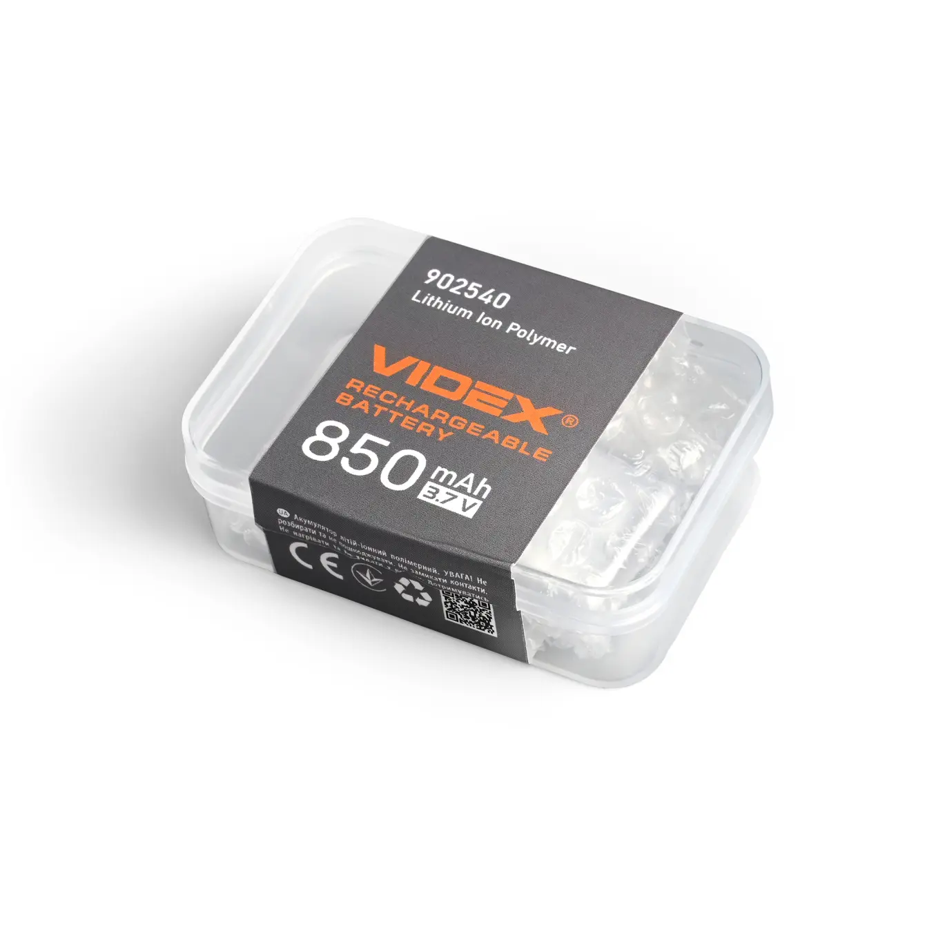 Акумулятор літієвий Videx Li-pol VLF-B902540-85 850mAh до ліхтарів VLF-H015 та VLF-H085 (40*25*9 mm)), зображення 2
