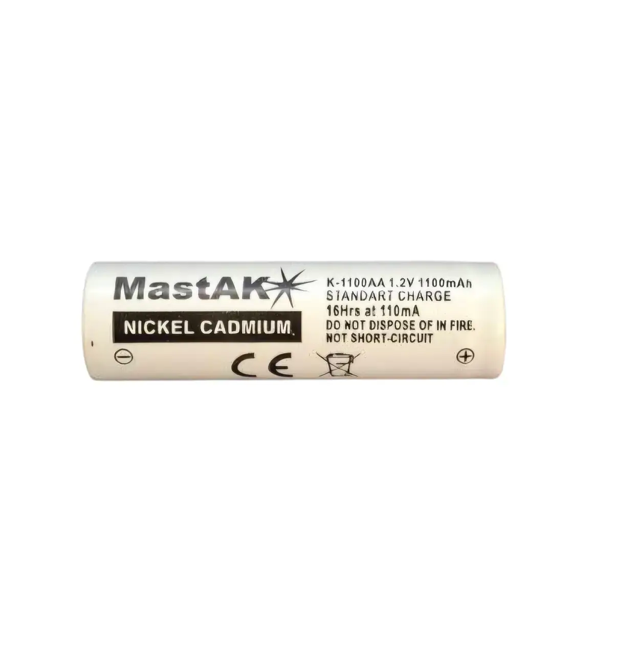 Акумулятор промисловий MastAK AA Ni-CD 1,2V 1100mAh 14,5*48,2), зображення 4