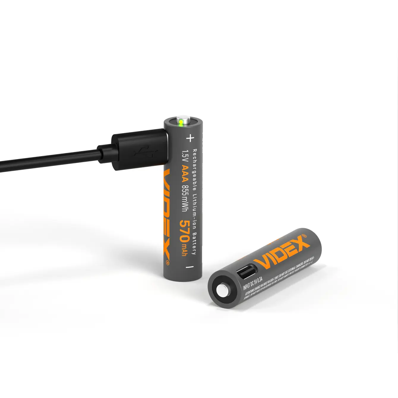 Акумулятор VIDEX Li-ion LIR03C AAA USB-C 1.5V 570mAh захист), зображення 3