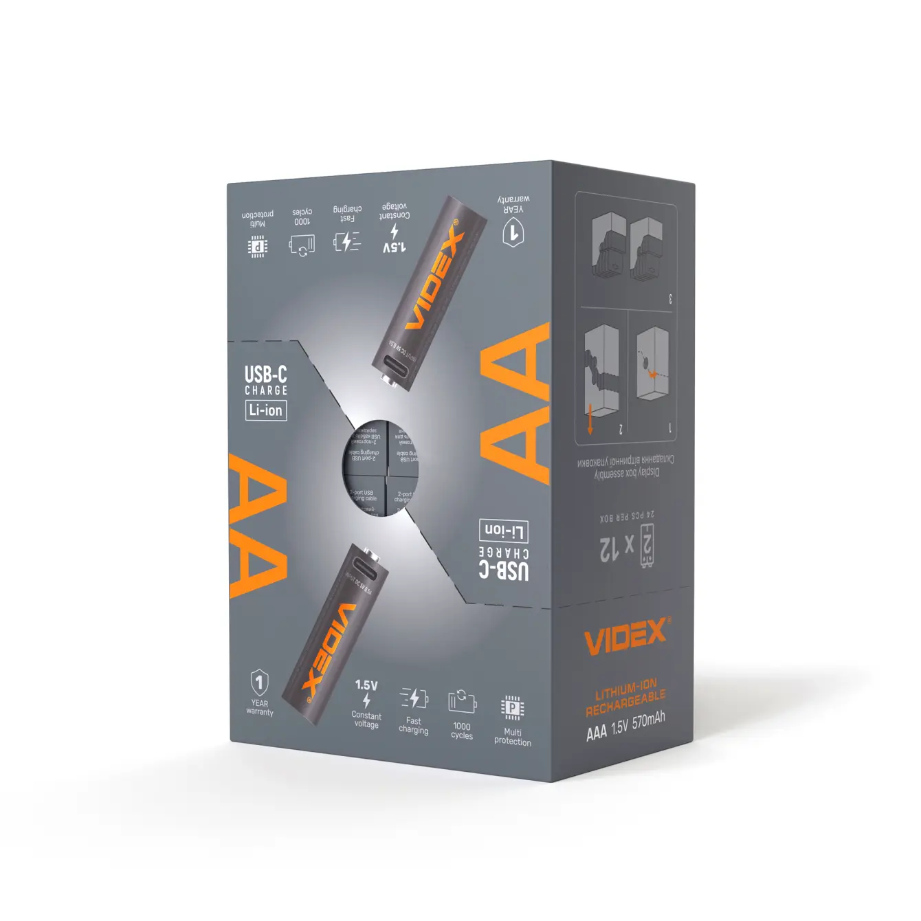 Акумулятор VIDEX Li-ion LIR6CAA USBC-C 1.5V 2200mAh захист), зображення 4