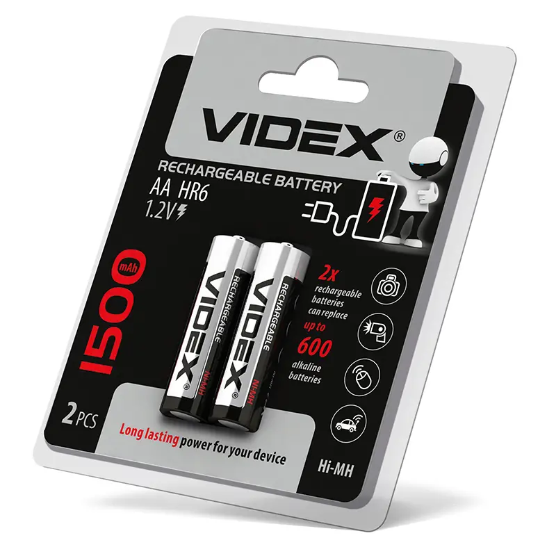 Акумулятор VIDEX Ni-Mh AA HR06 1500 mAh 2bl), зображення 5