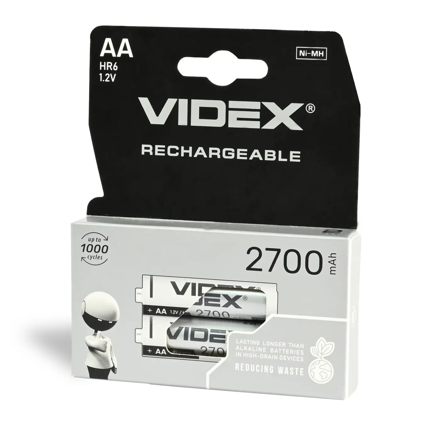 Акумулятор VIDEX Ni-MH AA HR06 2700mAh 2bl - батарейки.com.ua