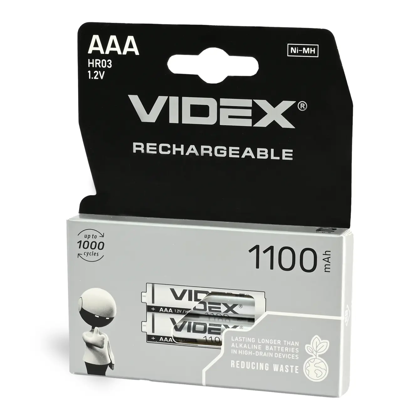 Акумулятор VIDEX Ni-MH AAA HR03 1100mAh 2bl від батарейки.com.ua