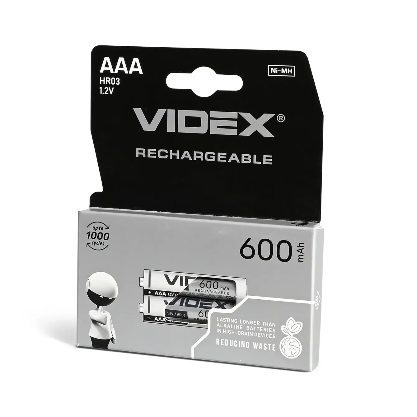 Акумулятор VIDEX R03 600 mAh Ni-MH 2bl від батарейки.com.ua