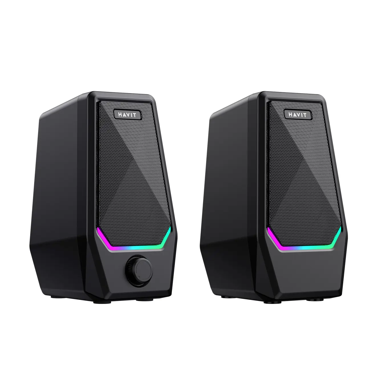 Акустичні колонки HAVIT SK768 USB 10W RGB Black(Характеристики товару Потужність: 5W x2 Вхідна напруга: DC5V Інтерфейс: AUX (3.5мм), USB Діапазон частот: 60Hz-18kHz Діаметр динаміка: 2.5" х2 Опір: 4 Ом x2 Довжина кабеля: 1.2м Підсвічування: RGB Живлення: USB Матеріали: Пластик Габаритні розміри: 176mm х 106mm х 96mm) від батарейки.com.ua