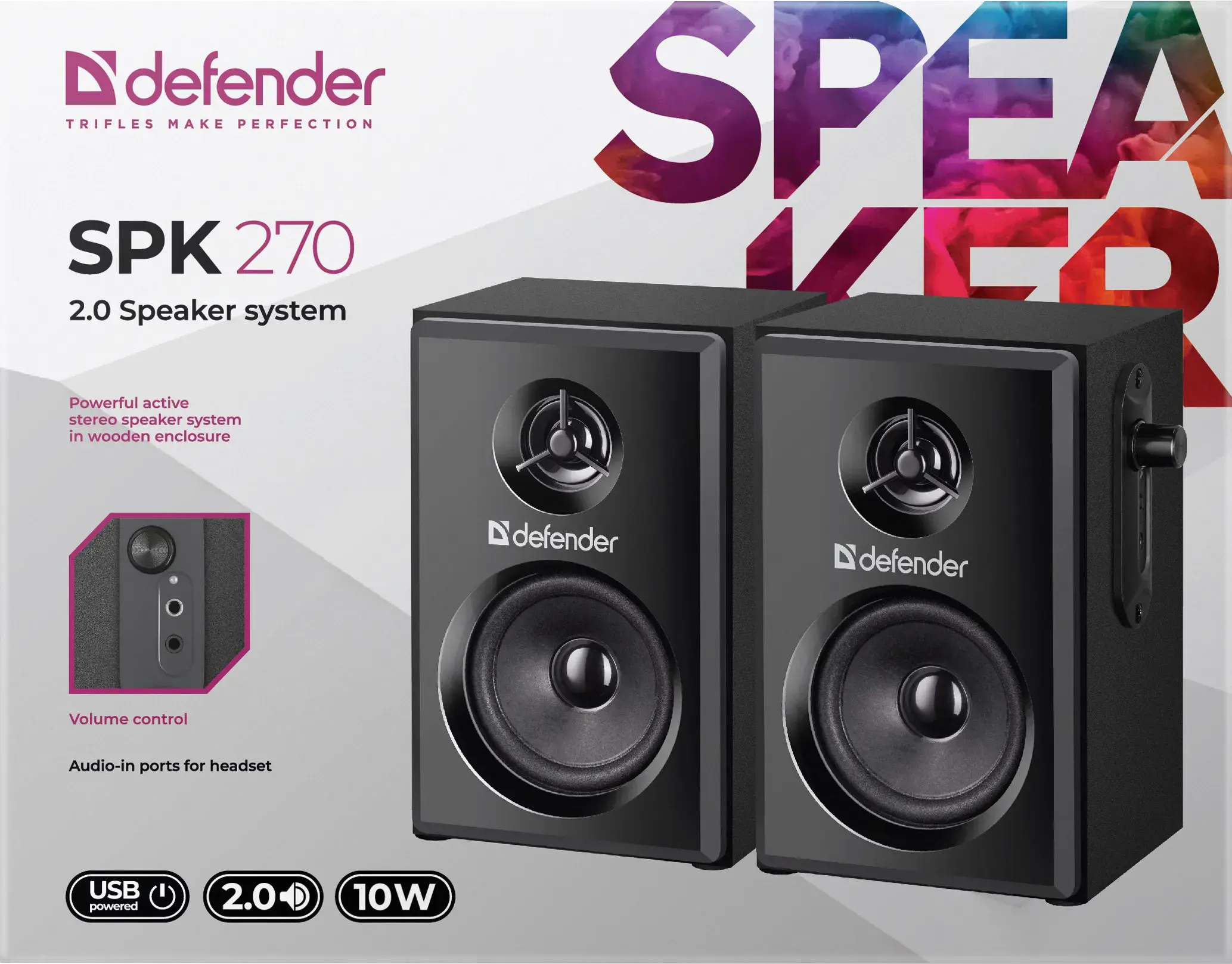 Акустика 2.0 DEFENDER SPK-270 10 Вт, живлення від USB чорна), зображення 3