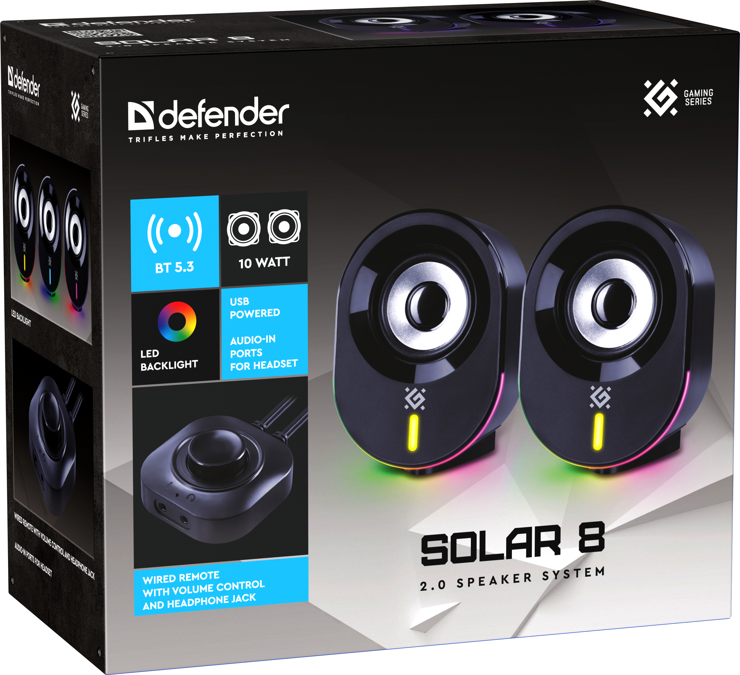 Акустика DEFENDER 2.0 J2 6W USB, RGB підсвітка, чорні), зображення 2
