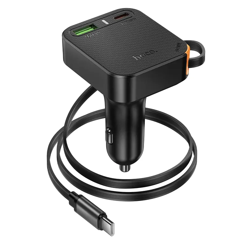 Автомобільне зарядне Hoco NZ18 2xType-C 1xUSB PD65W чорне), зображення 7