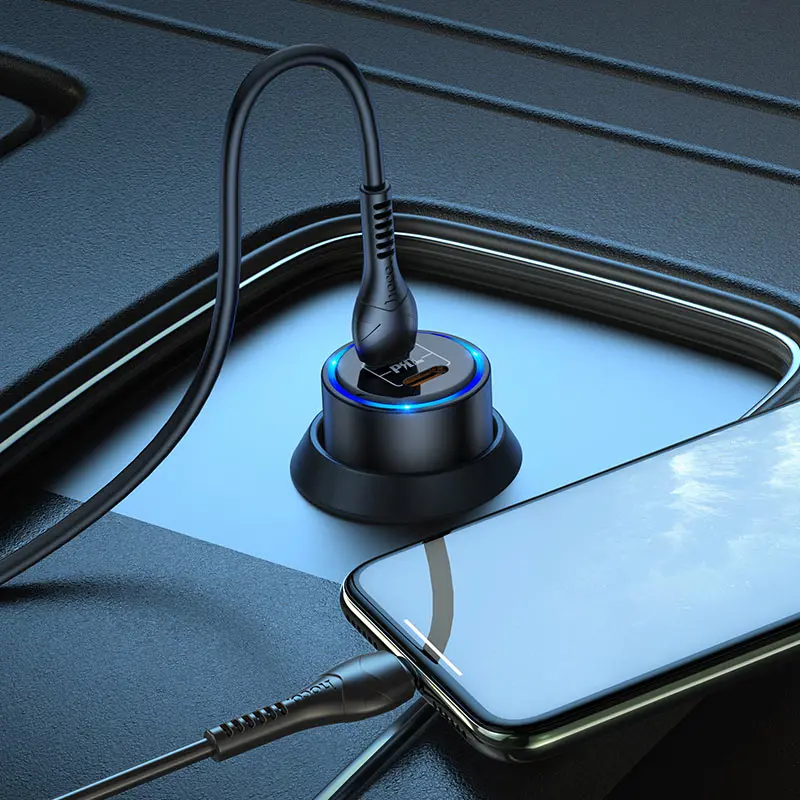 Автомобільне зарядне Hoco NZ3 PD40W 2xType-C чорне), зображення 3