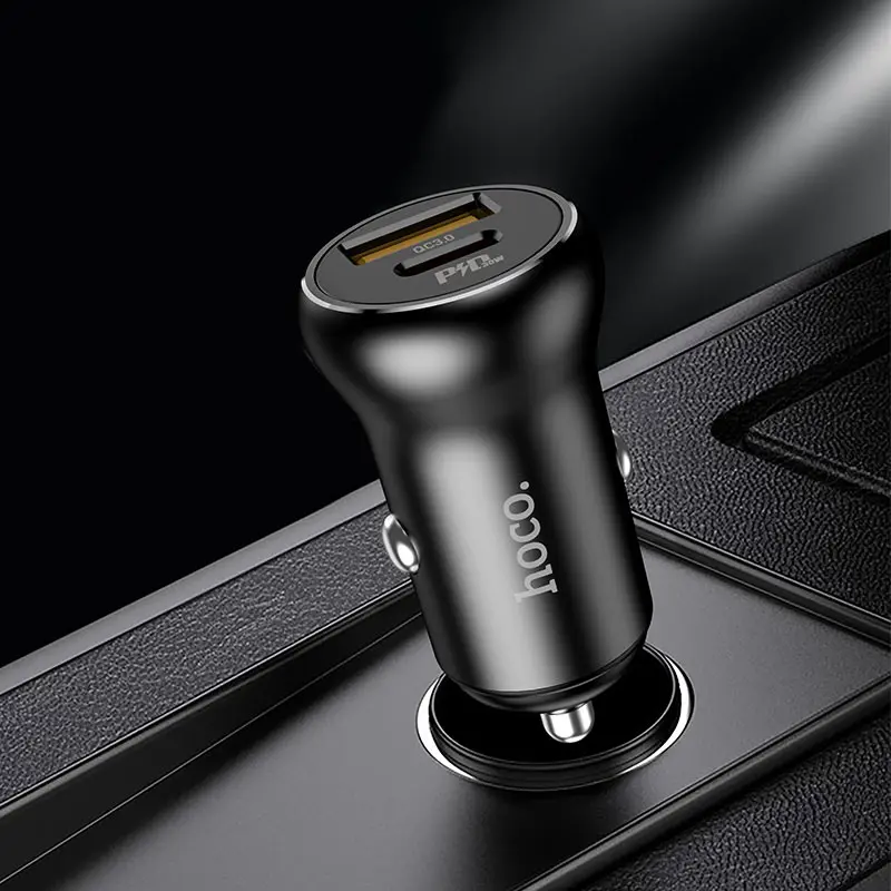 Автомобільне зарядне Hoco NZ5 PD30W QC3,0  1Type-C 1USB 3A чорний), зображення 5