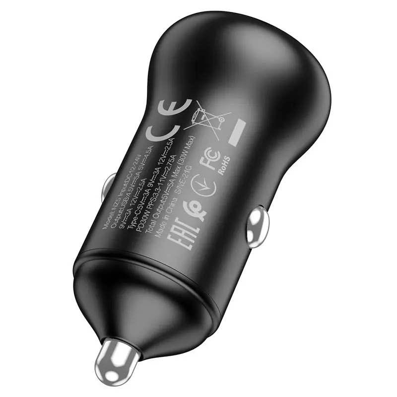 Автомобільне зарядне Hoco NZ5 PD30W QC3,0  1Type-C 1USB 3A чорний), зображення 6