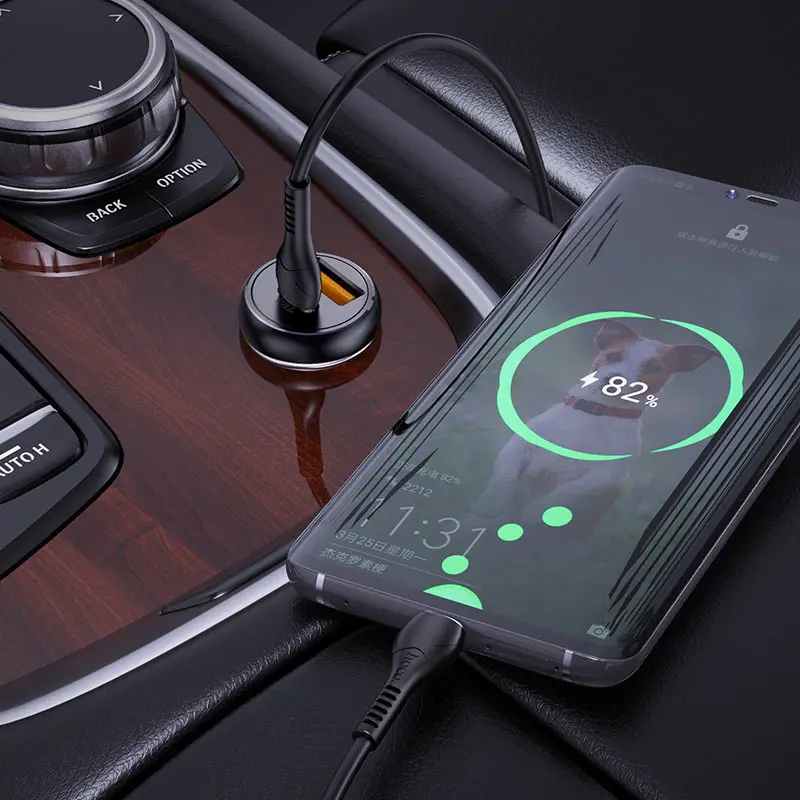 Автомобільне зарядне Hoco NZ5 PD30W QC3,0  1Type-C 1USB 3A чорний), зображення 2