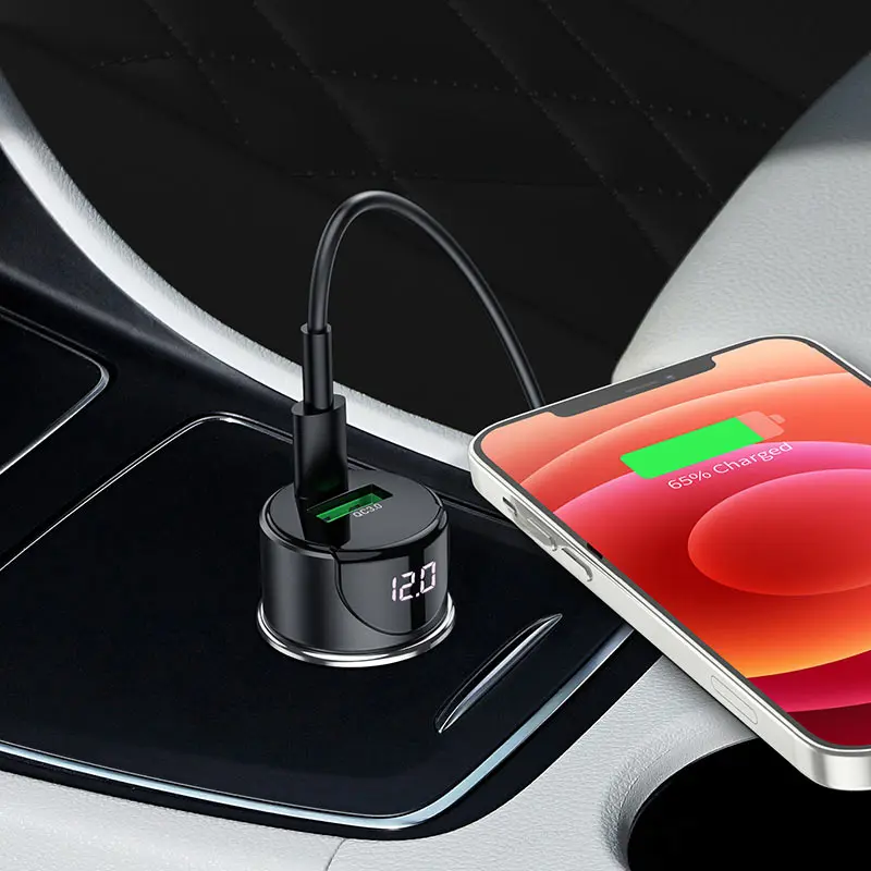 Автомобільне зарядне HOCO Z42 USB Type-C PD20W QC3.0, Light, display, Metal gray), зображення 5