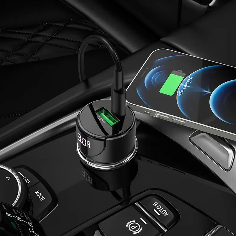 Автомобільне зарядне HOCO Z42 USB Type-C PD20W QC3.0, Light, display, Metal gray), зображення 6