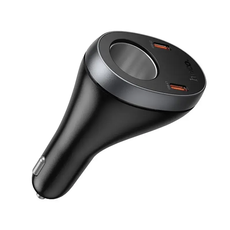 Автомобільне зарядне Hoco Z61А PD30W 2xType-C, USB, слот прикурювача, дісплей, чорне), зображення 10