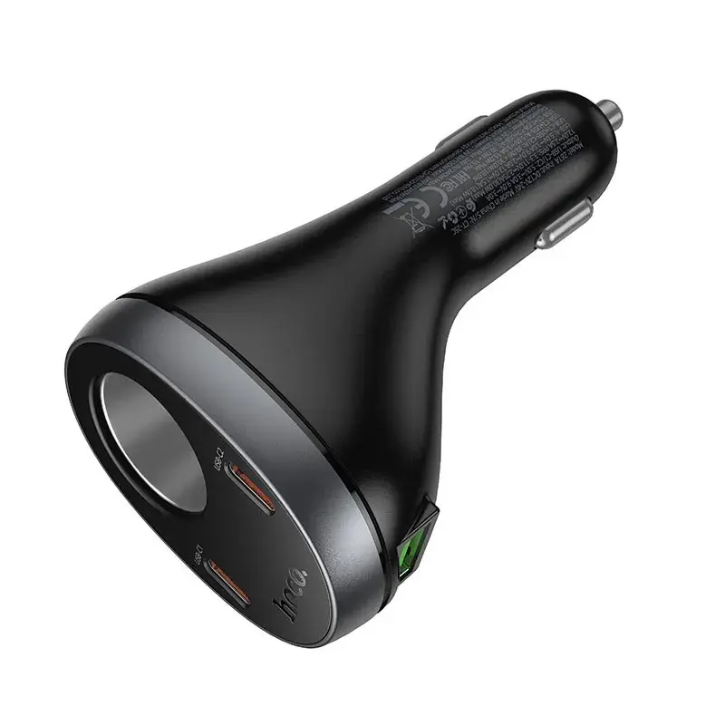Автомобільне зарядне Hoco Z61А PD30W 2xType-C, USB, слот прикурювача, дісплей, чорне), зображення 11