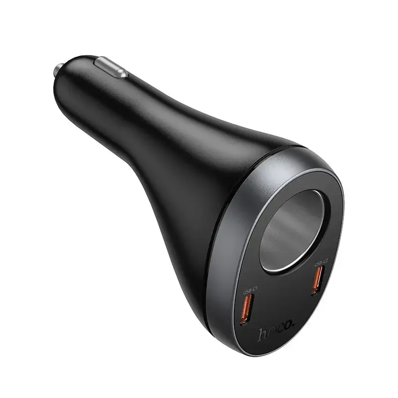 Автомобільне зарядне Hoco Z61А PD30W 2xType-C, USB, слот прикурювача, дісплей, чорне), зображення 12