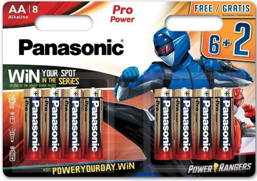Батарейка PANASONIC LR06 Pro Power Rangers 6+2 шт. від батарейки.com.ua