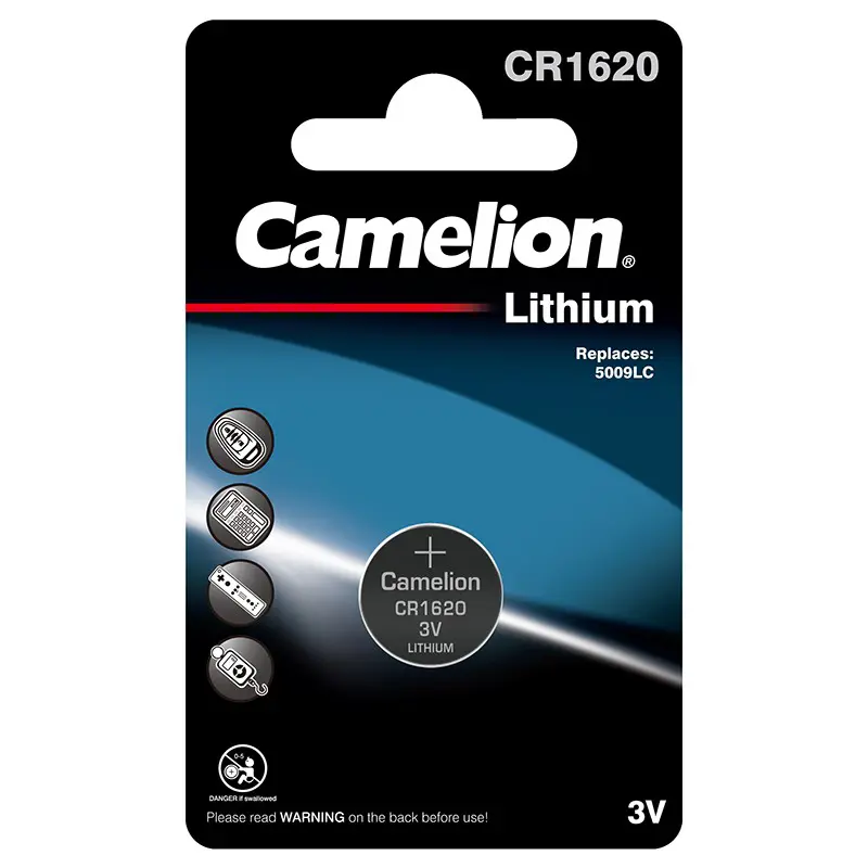 Батарейка літієва CAMELION CR 1620 / 1 BL на батарейки.com.ua