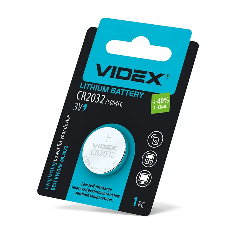 Батарейка літієва VIDEX CR 2032 / 1BL), зображення 4 Батарейка літієва VIDEX CR 2032 / 1BL), зображення 4