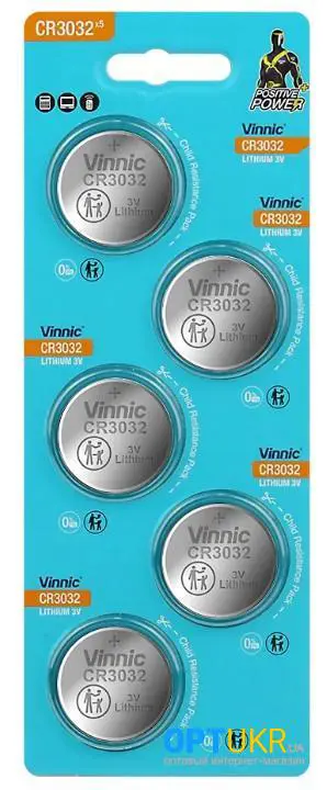 Батарейка літієва VINNIC CR 3032 5BL від батарейки.com.ua