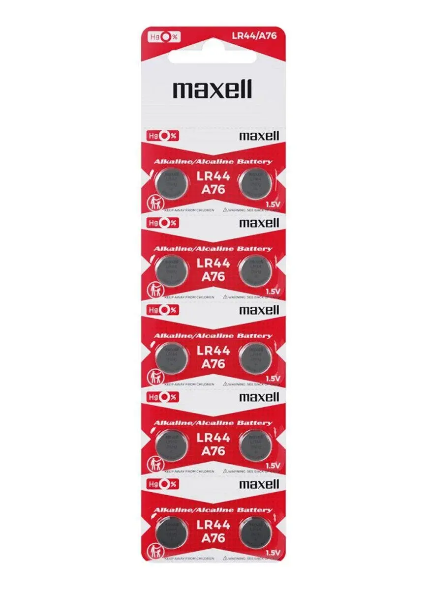 Лужна батарейка MAXELL LR44 (A76, G13) 1x10 - купити на батарейки.com.ua