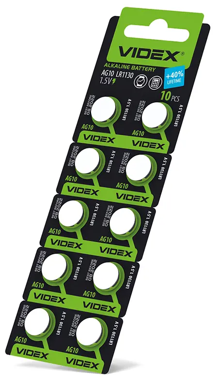 батарейка лужна Videx AG 10 (LR1130) BLISTER CARD 10 pcs), зображення 4