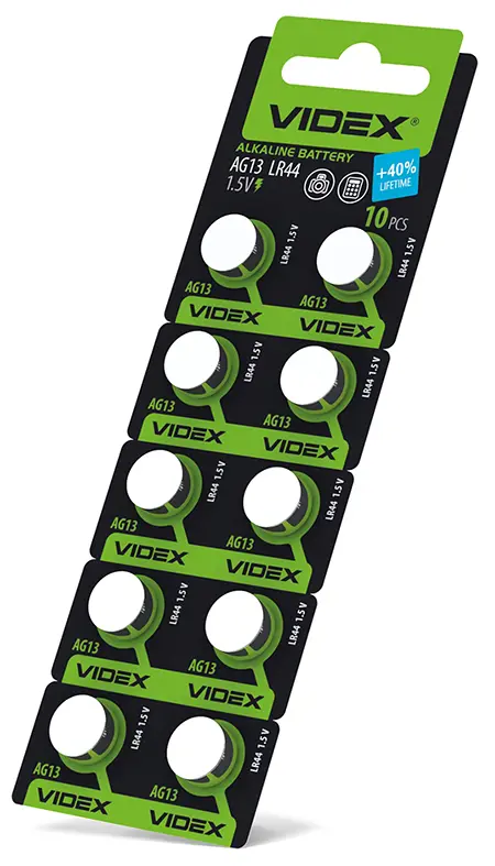 батарейка лужна Videx AG 13 (LR44) BLISTER CARD 10 pcs), зображення 4