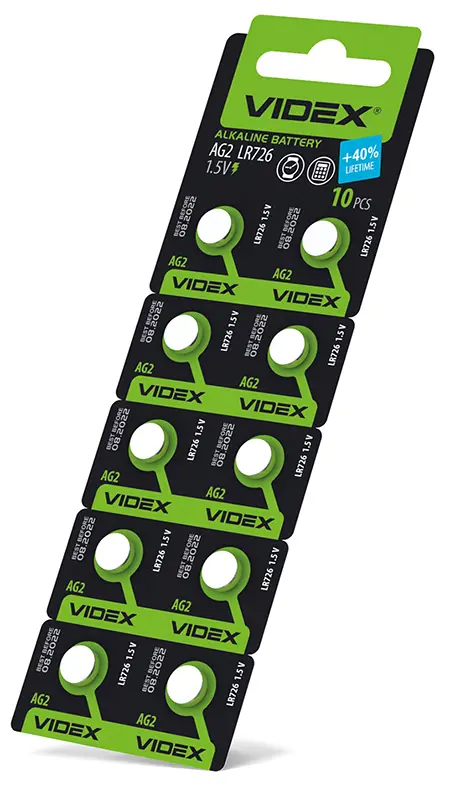 батарейка лужна Videx AG 2 (LR726) BLISTER CARD 10 pcs), зображення 4 батарейка лужна Videx AG 2 (LR726) BLISTER CARD 10 pcs), зображення 4