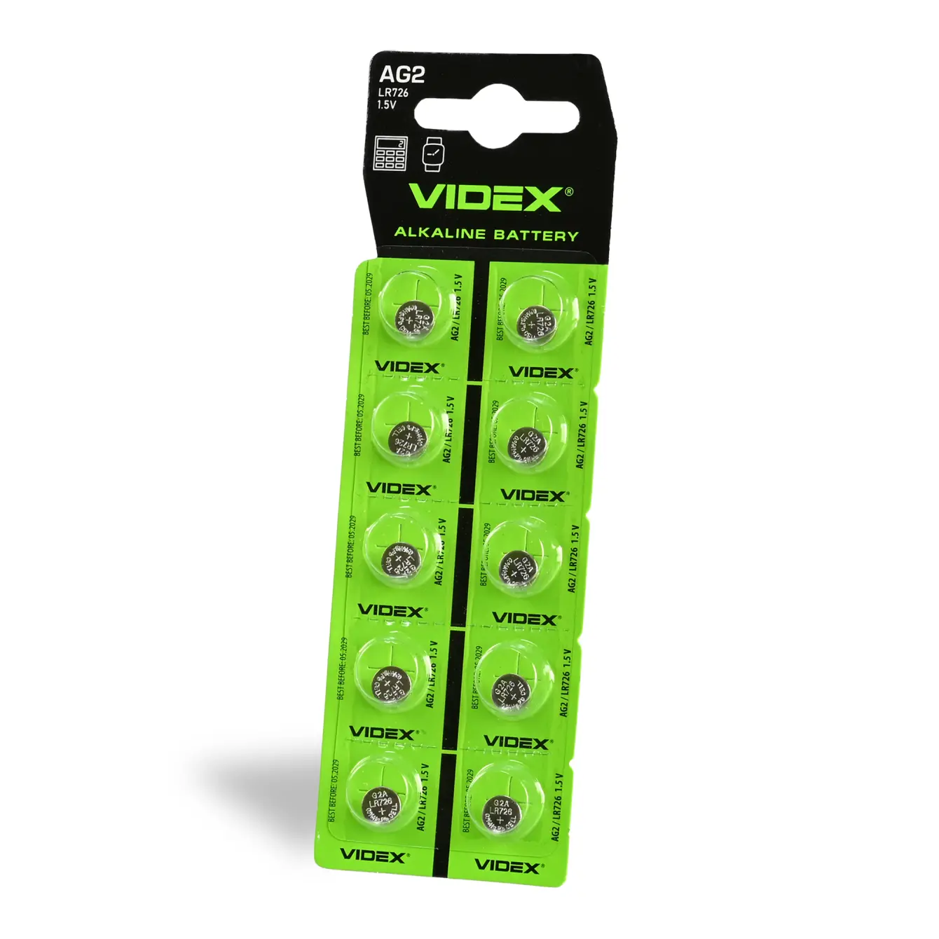 Лужна батарейка Videx AG 2 (LR726) BLISTER CARD 10 шт з батарейки.com.ua