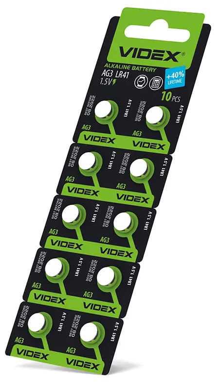 батарейка лужна Videx AG 3 (LR41) BLISTER CARD 10 pcs), зображення 4 батарейка лужна Videx AG 3 (LR41) BLISTER CARD 10 pcs), зображення 4