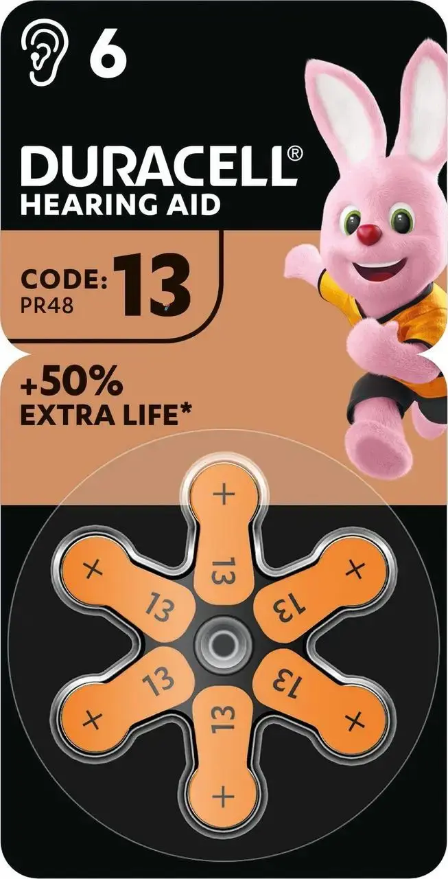 Батарейка в слуховий апарат DURACELL DA 13 B6 з батарейки.com.ua