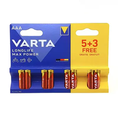 Батарейка VARTA 4703 (LR03) LONGLIFE Max-Power, упаковка 1х8 від батарейки.com.ua